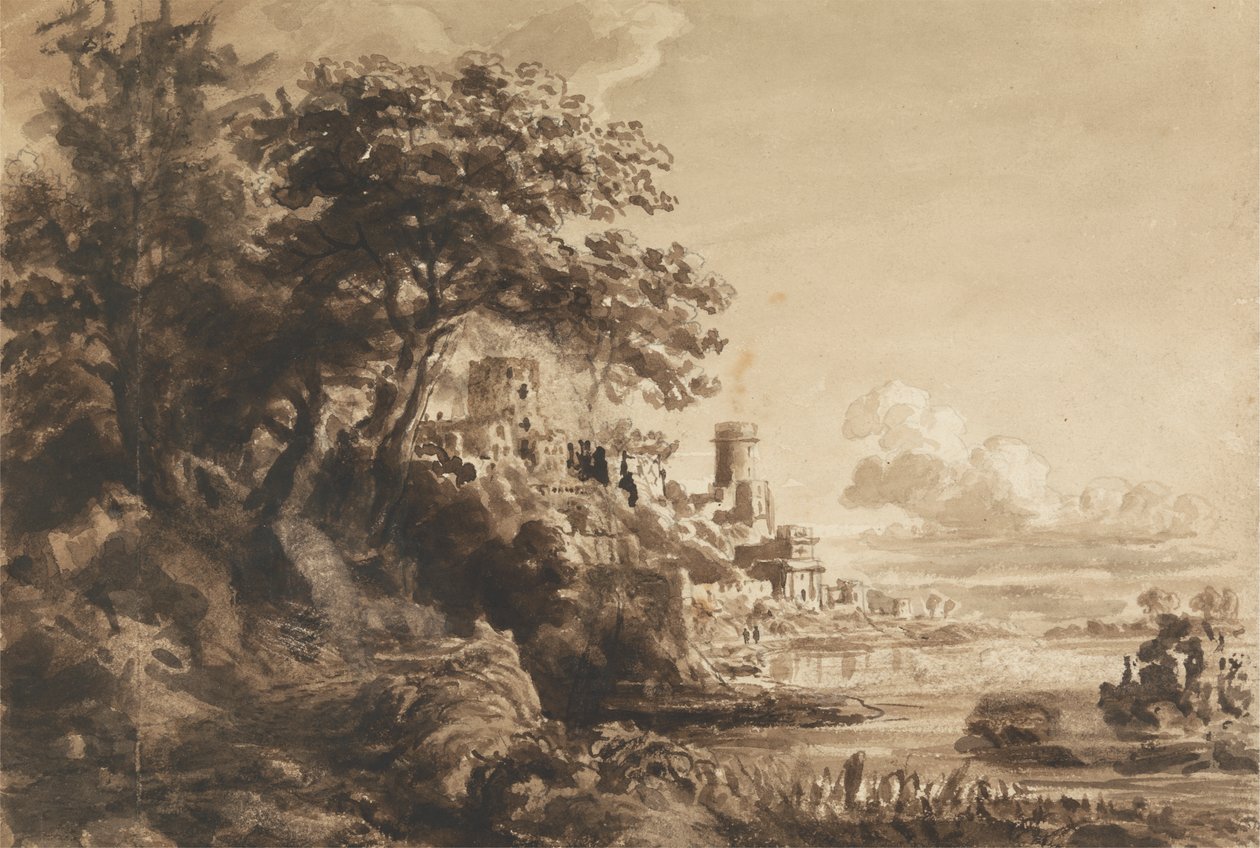 Krajobraz z zamkiem autorstwa Cornelius Varley