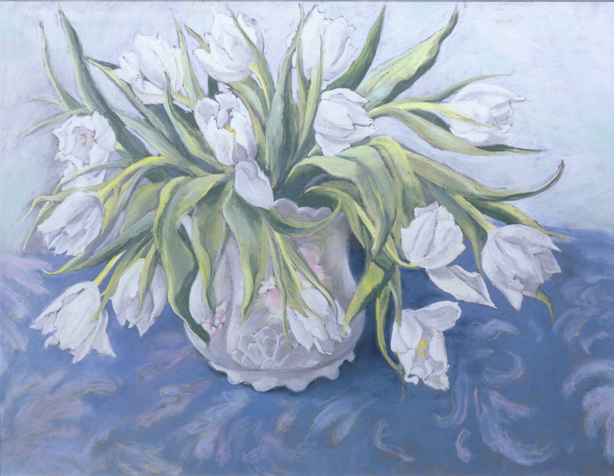 Białe tulipany (pastel na papierze) autorstwa Cristiana Angelini