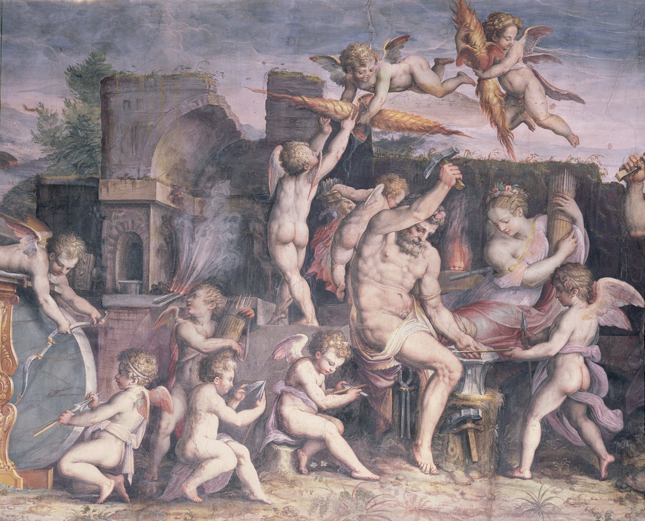 Kuźnia Wulkana, 1555 r. autorstwa Cristofano Gherardi