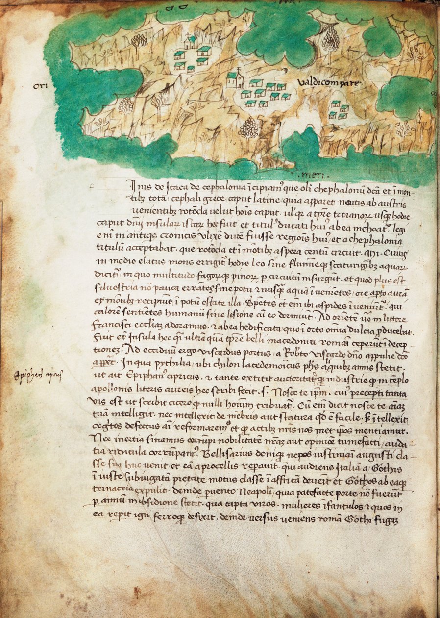Wykres Itaki, ok. 1420 r. (pergamin) autorstwa Cristoforo Buondelmonti