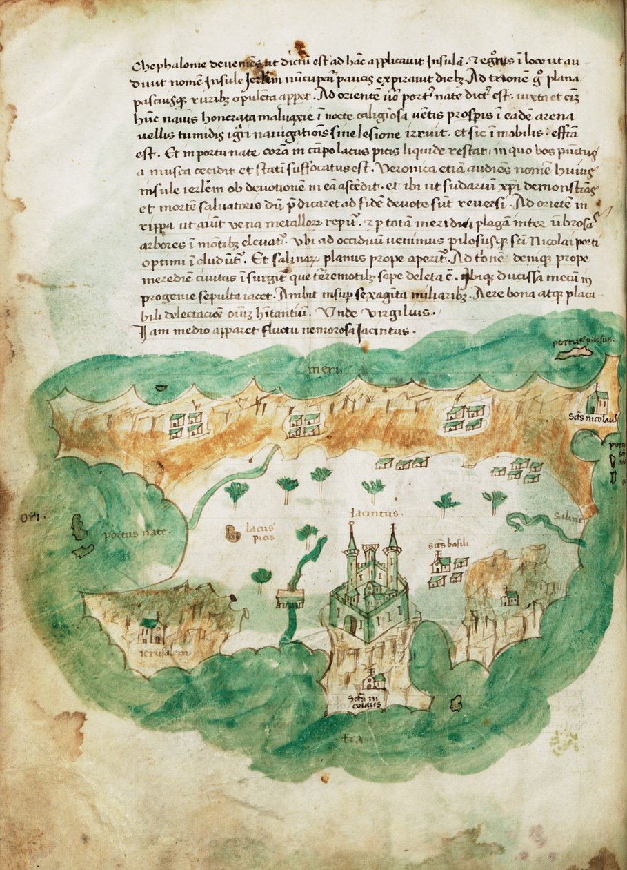 Wykres Zakinthos, ok. 1420 r. (pergamin) autorstwa Cristoforo Buondelmonti