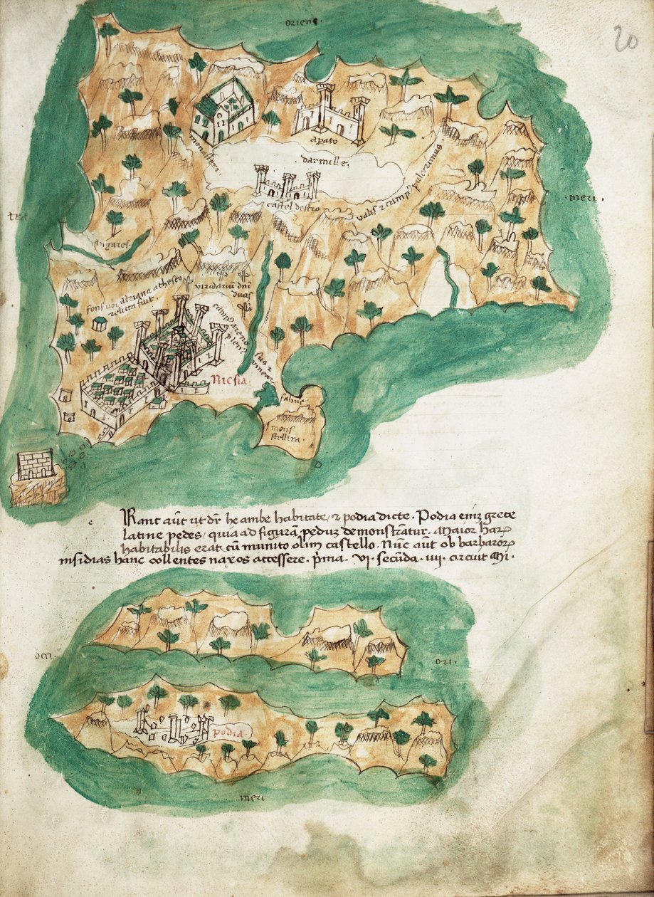 Naxos wykres na welinie, ok. 1420 r. (welin) autorstwa Cristoforo Buondelmonti