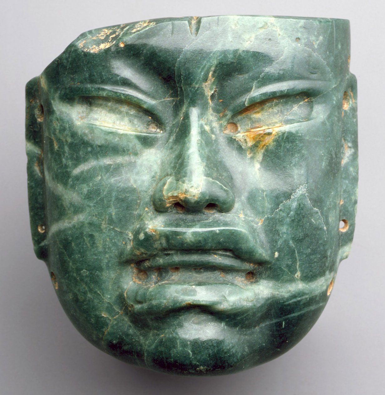 Maska, 900-400 p.n.e. (jadeit) autorstwa Culture Olmec