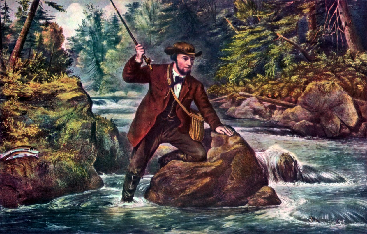 Łowienie pstrąga potokowego, 1862. autorstwa Currier and Ives