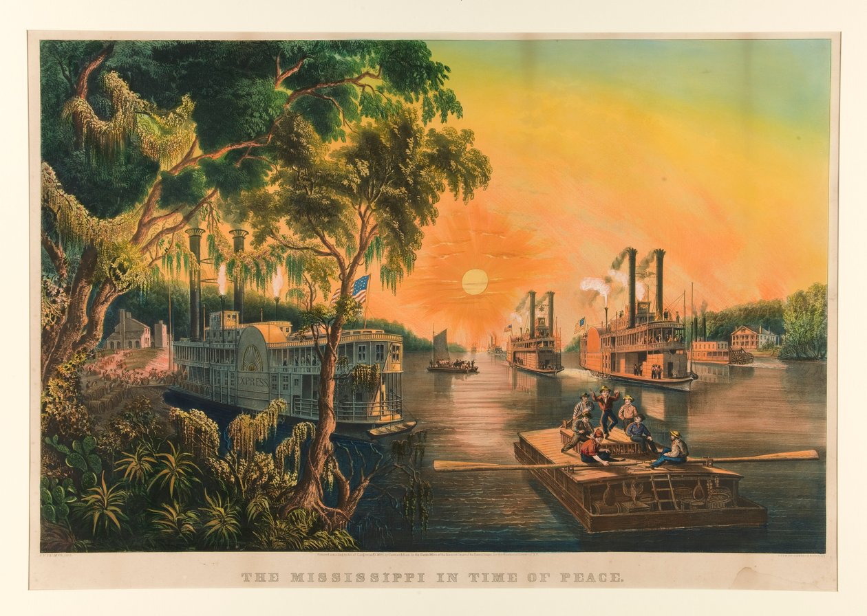 Missisipi w czasie pokoju. autorstwa Currier and Ives