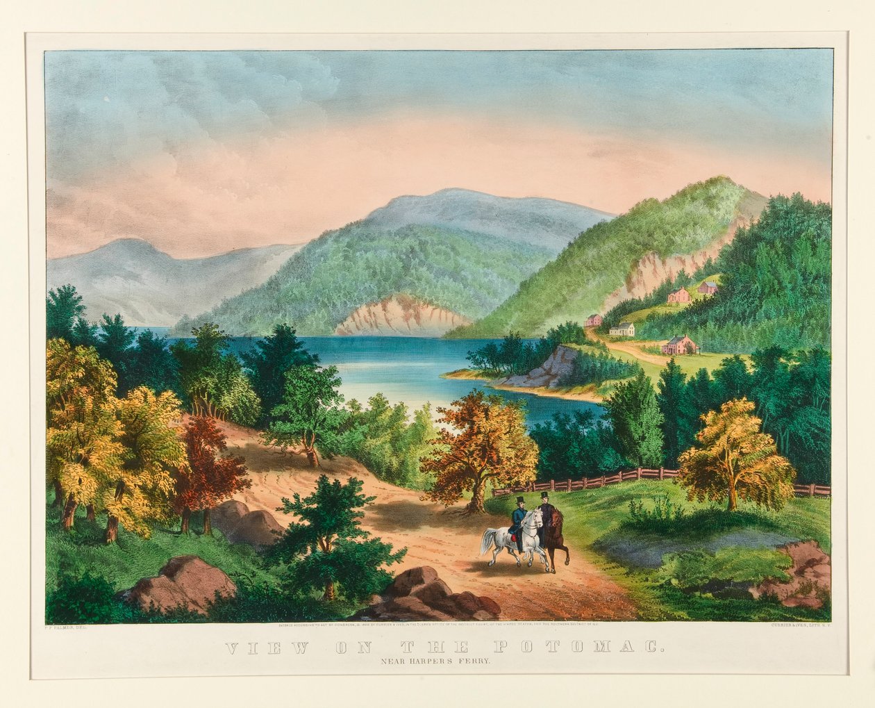 Widok na Potomac w pobliżu Harper autorstwa Currier and Ives