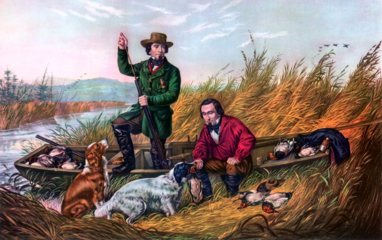 Strzelanie do dzikich kaczek, 1854. autorstwa Currier and Ives
