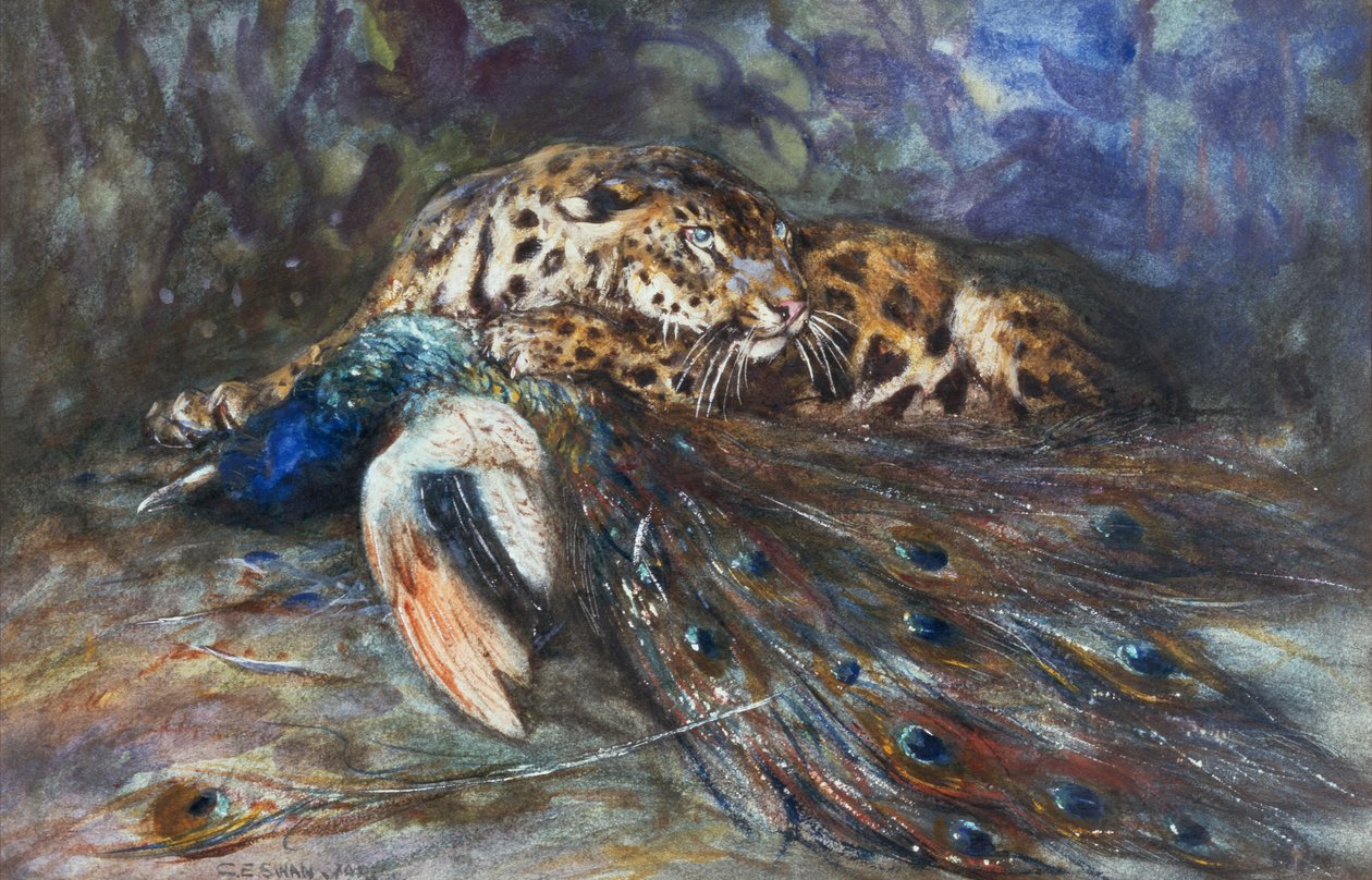 Jaguar z Pawiem autorstwa Cuthbert Edmund Swan