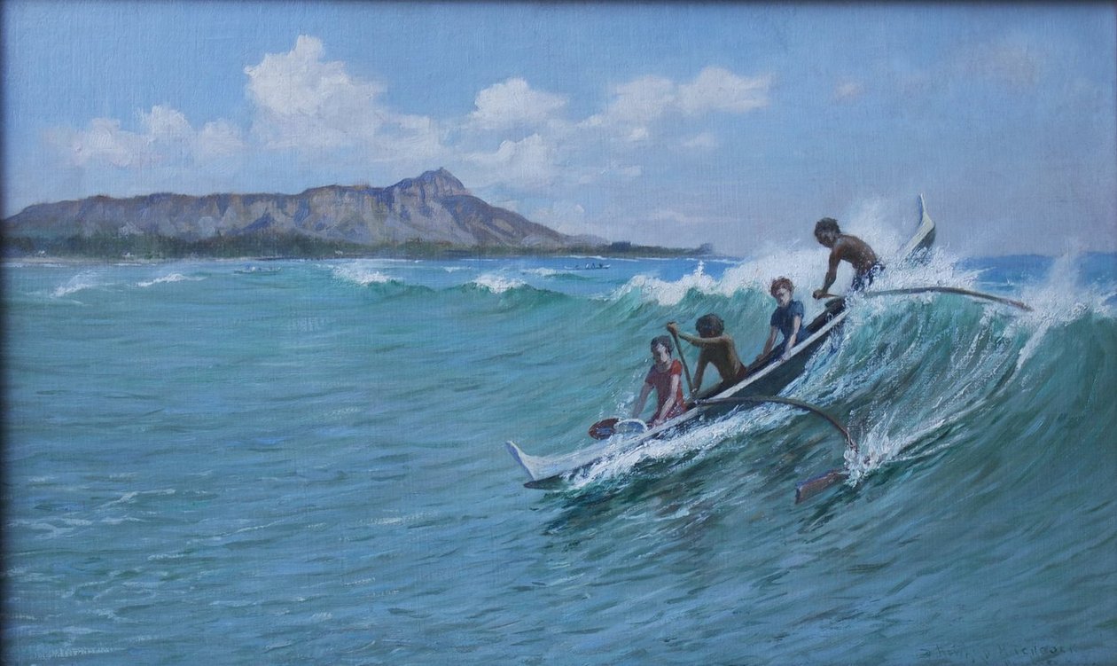 Kajakarstwo, Waikiki autorstwa D. Howard Hitchcock