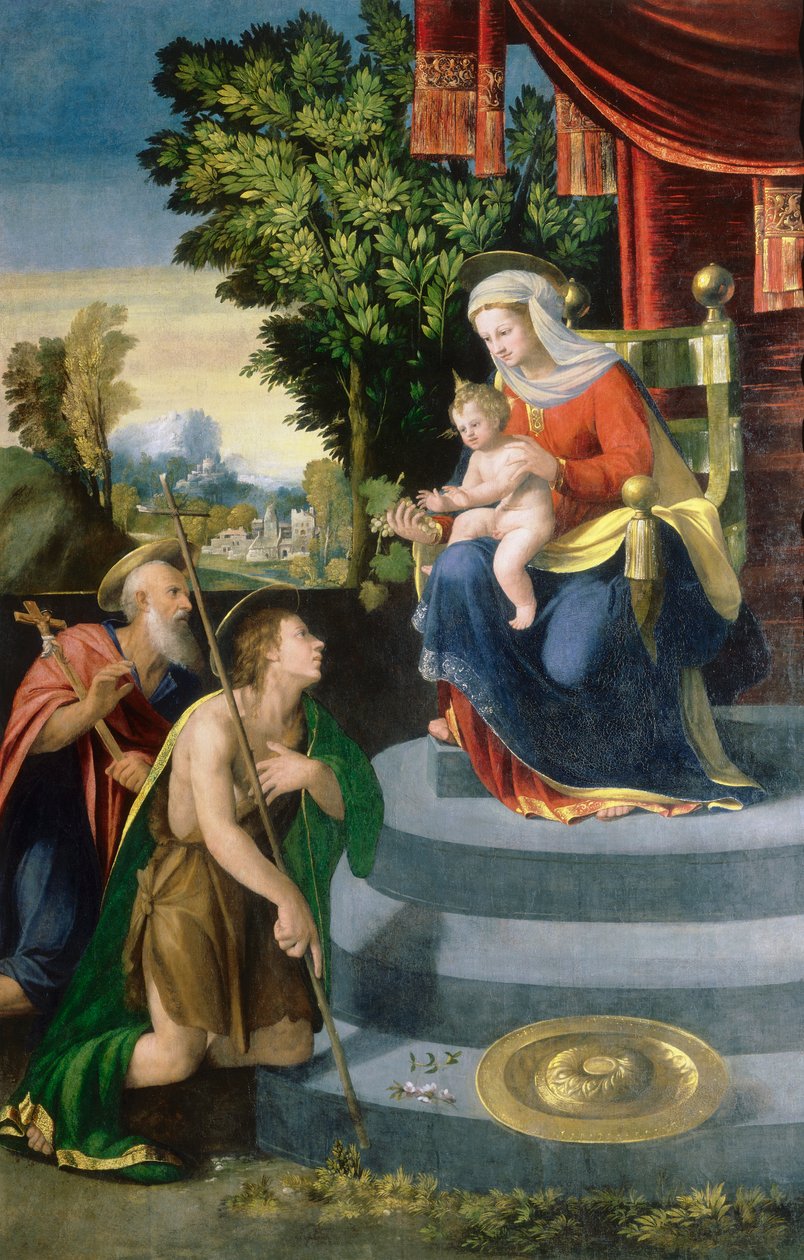 Madonna na tronie i święci autorstwa D. and Garofalo Dossi