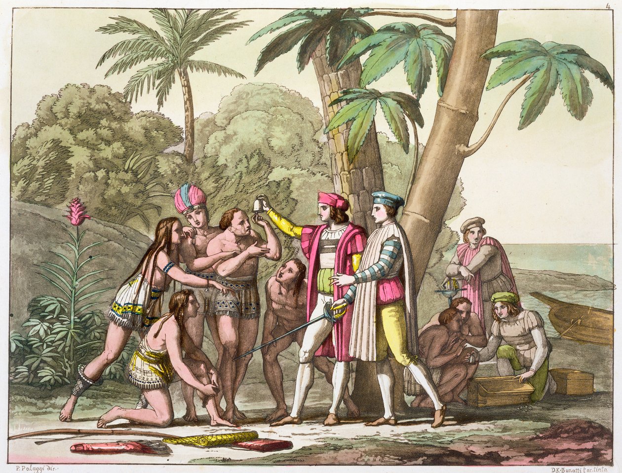 Krzysztof Kolumb z rdzennymi Amerykanami, 1492-1503 c1820-1839 autorstwa DK Bonatti