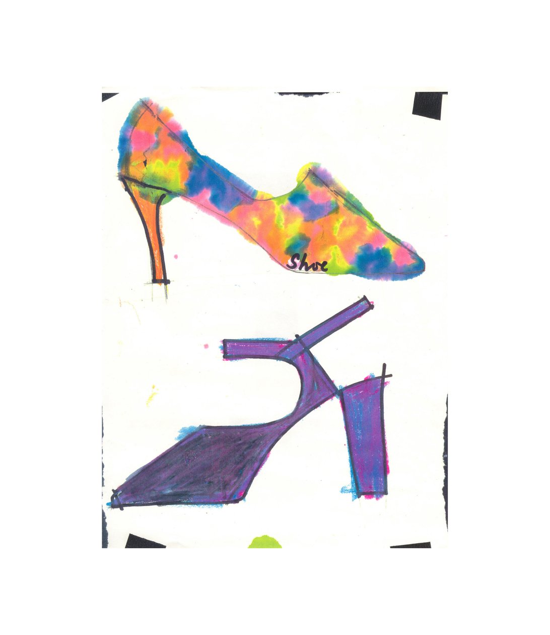 2 Buty (flamaster i akwarela) autorstwa Daisy de Villeneuve
