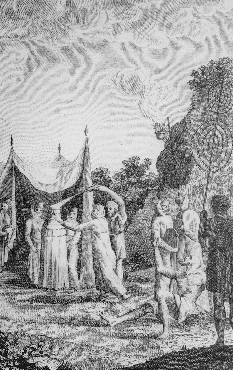Procesja na egipskim weselu, z książki Niebuhra "Podróże po Arabii i innych krajach", wersja angielska wydana ok. 1792 r. autorstwa Daniel Lizars