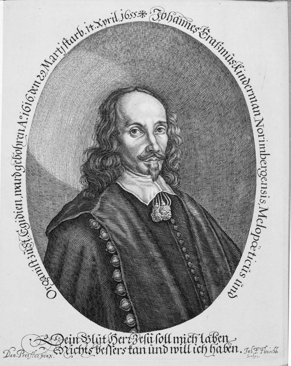 Johannes Erasmus Kindermann, ryty: Johann Friedrich Fleischberger autorstwa Daniel Preissler