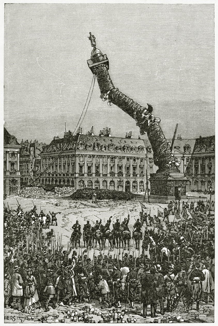 Kolumna Vendôme, XIX w. (rycina bw) autorstwa Daniel Urrabieta Vierge