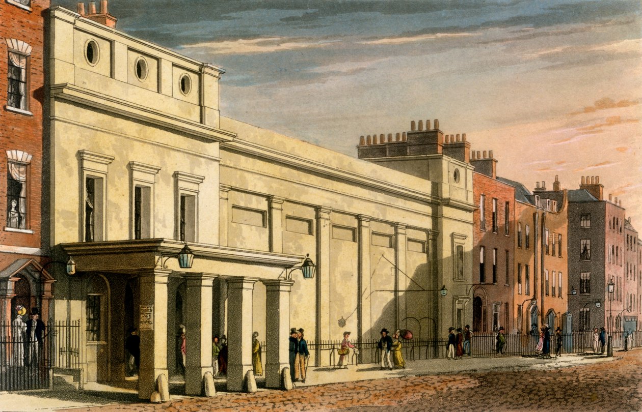 Regency Theatre, Londyn, 1826 (akwatinta ręcznie kolorowana) autorstwa Daniel Havell