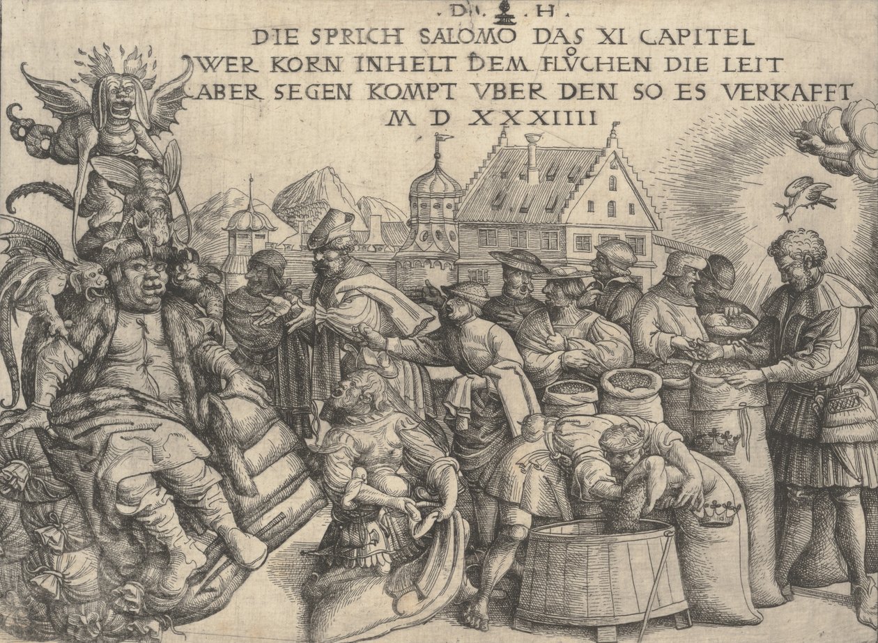 Przykład do Przysłów 11: 26, 1534. autorstwa Daniel Hopfer