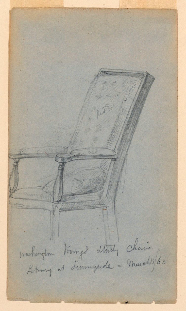 Rysunek, gabinet Washingtona Irvinga, 15 marca 1860 r. autorstwa Daniel Huntington