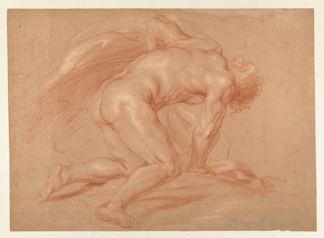 Klęczący Mężczyzna Nago autorstwa Daniël Mijtens (II) (attributed to)