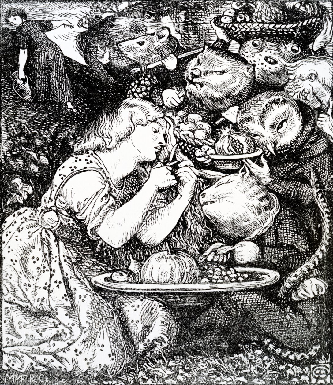 Frontyspekt do „Goblin Market i inne wiersze” Christiny Rossetti, rytowane przez Williama Morrisa, c.1865 autorstwa Dante Gabriel Charles Rossetti