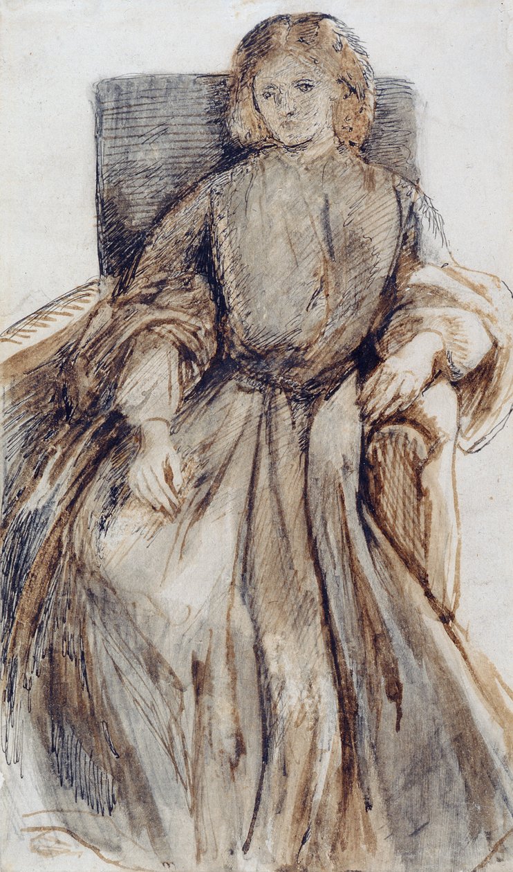 آغلې الیزابیت سیدال (قلم او رنګ او په کاغذ مینځل) پولی autorstwa Dante Gabriel Charles Rossetti