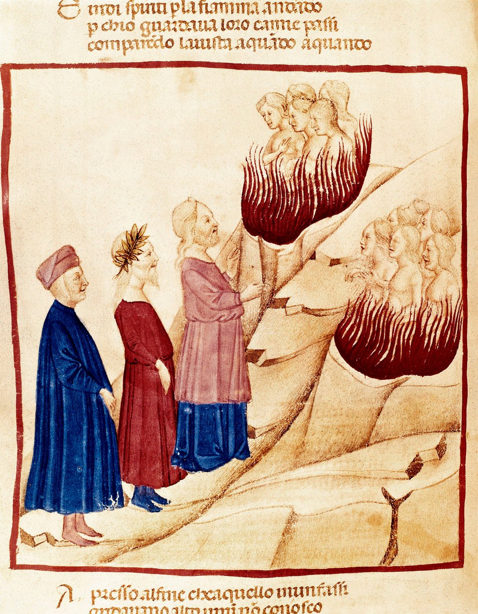 Czyściec: Dante i Wergiliusz, miniatura autorstwa Dante Alighieri