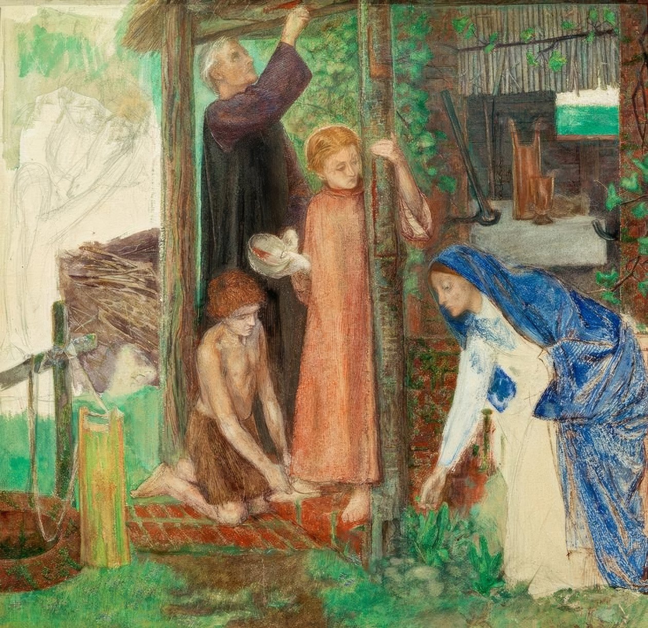 Pascha w Świętej Rodzinie autorstwa Dante Gabriel Charles Rossetti