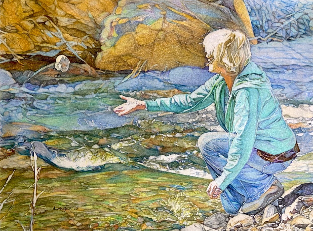 Letting Go, 2023 (ołówek na papierze) autorstwa Darrell Windjack