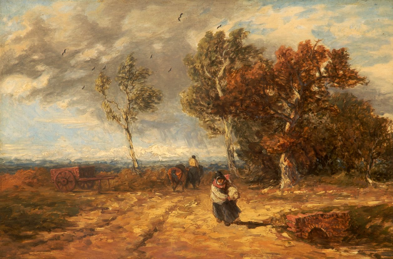 Droga przez wspólne: wietrzny dzień, ok. 1840-59 autorstwa David Cox