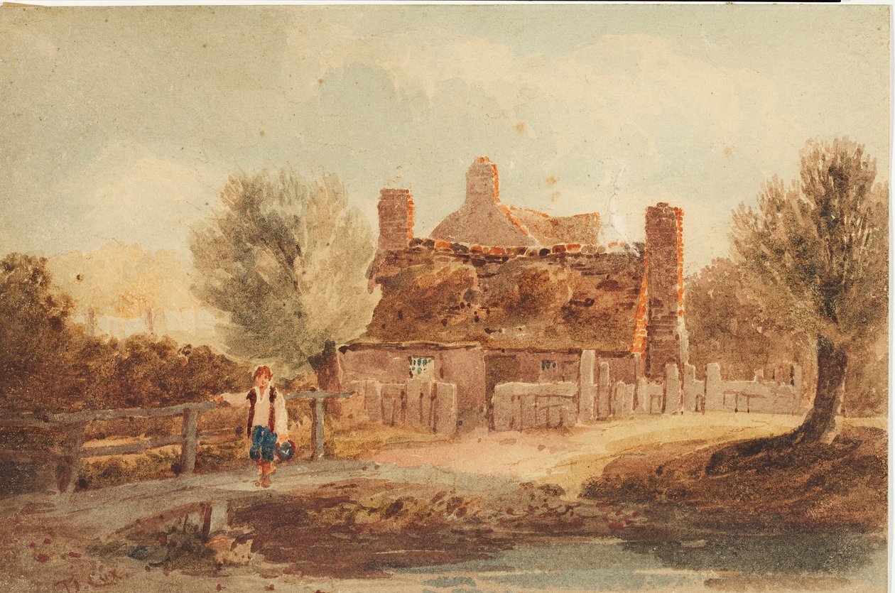 Scena wiejska - dom nad stawem autorstwa David Cox