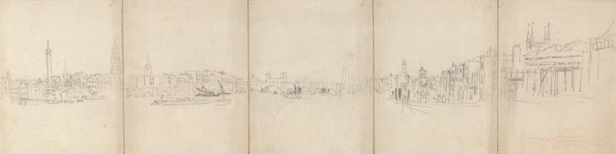 Panorama Starego Mostu Londyńskiego autorstwa David Cox