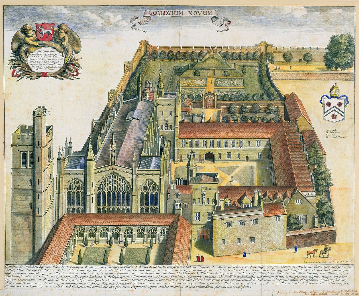 New College, Oxford, z "Oxonia Illustrata", opublikowanej w 1675 r. autorstwa David Loggan