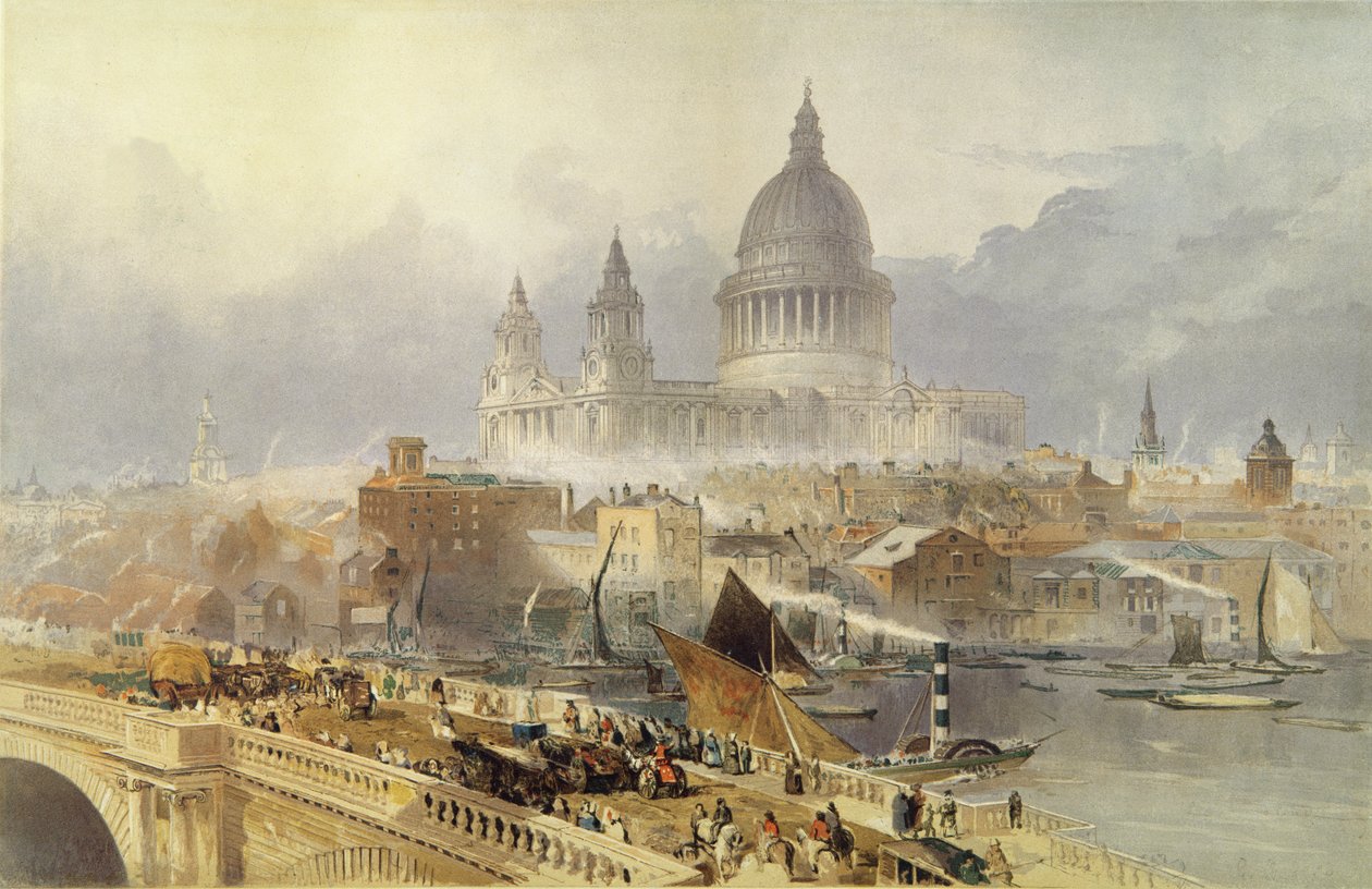Katedra św. Pawła z Blackfriars Bridge autorstwa David Roberts