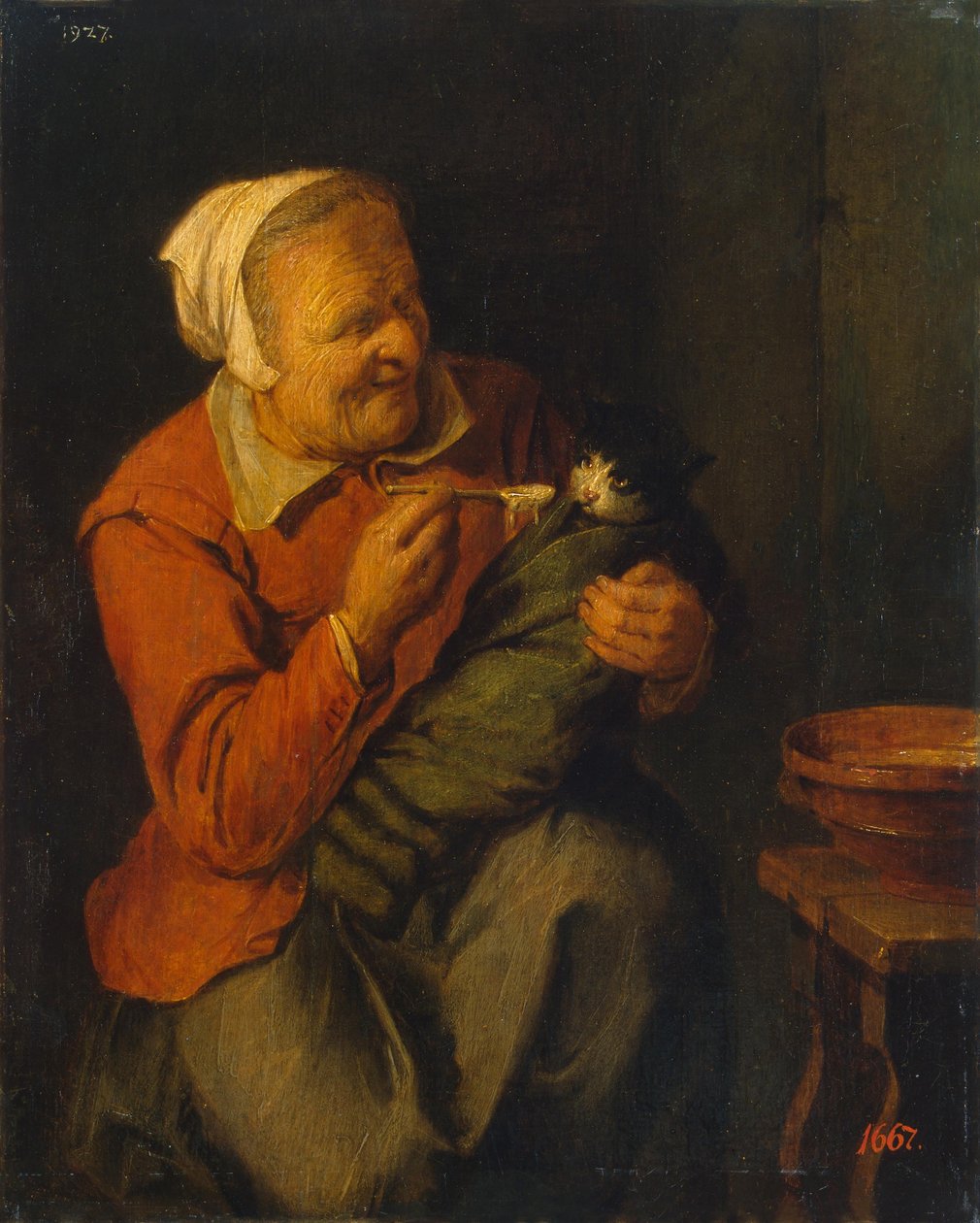 Wieśniaczka z kotem autorstwa David Ryckaert