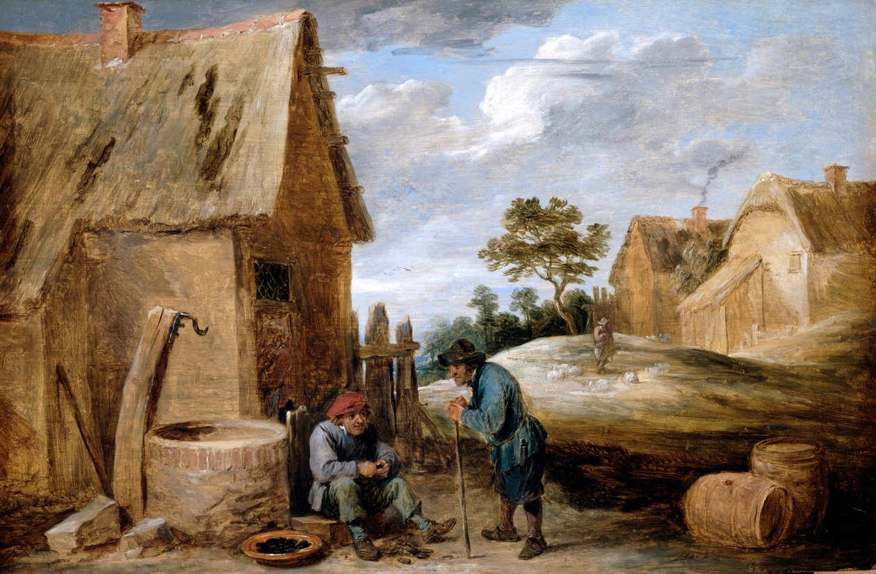 Chłop jedzący małże autorstwa David Teniers the Younger