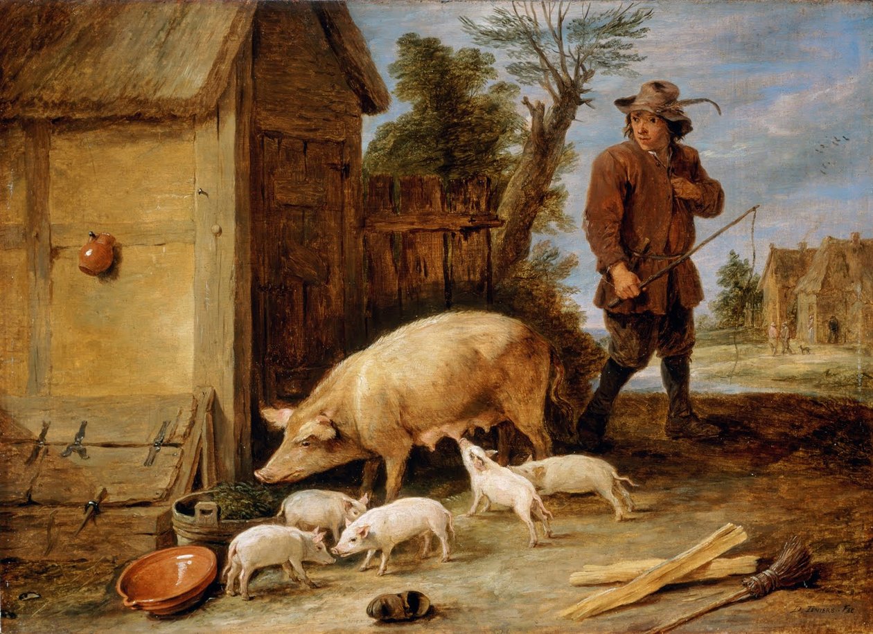 Locha i jej miot autorstwa David Teniers the Younger
