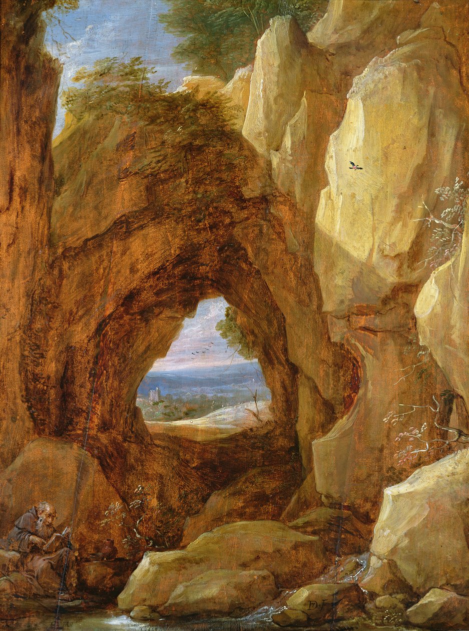 Wnętrze jaskini autorstwa David Teniers the Younger