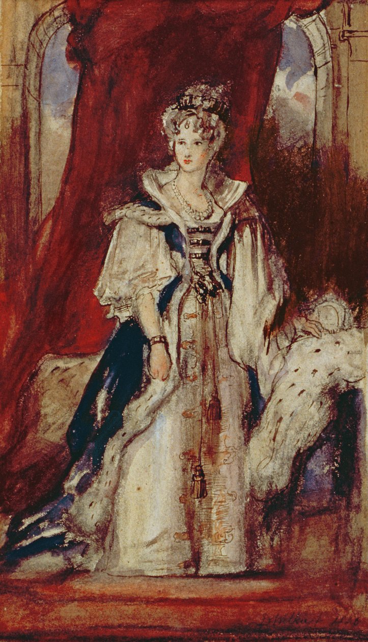 Królowa Adelajda (1792-1849) 1836 (pióro i toaleta na papierze) autorstwa David Wilkie