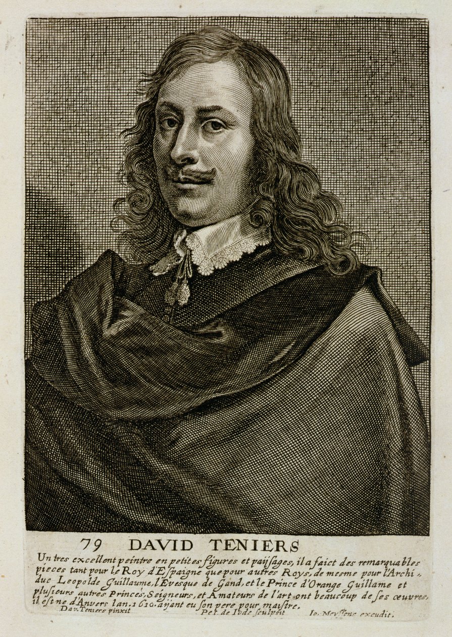 Autoportret, tablica 79 z serii portretów artystów, wyryta przez Pietera de Jode II (1606-p.1674) autorstwa David Teniers the Younger