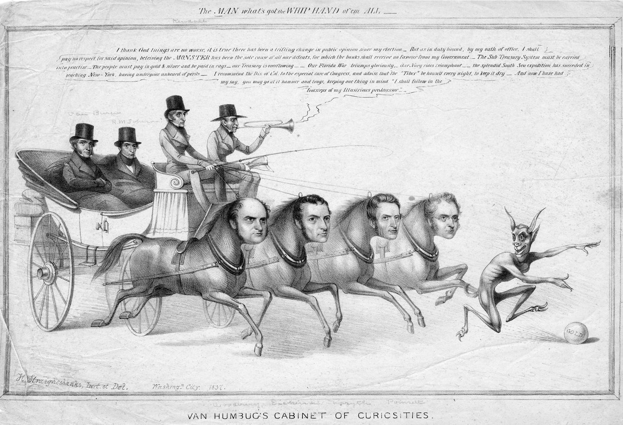 Gabinet osobliwości Van Humbuga, ok. 1837 r. autorstwa David Claypoole Johnston