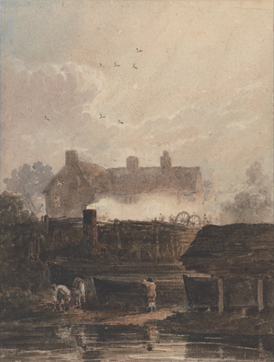 Budowa łodzi - stocznia w Birmingham autorstwa David Cox