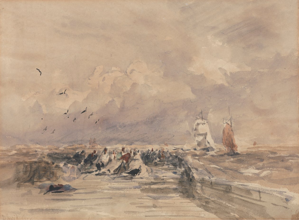 Molo w Dieppe, sztywna bryza autorstwa David Cox