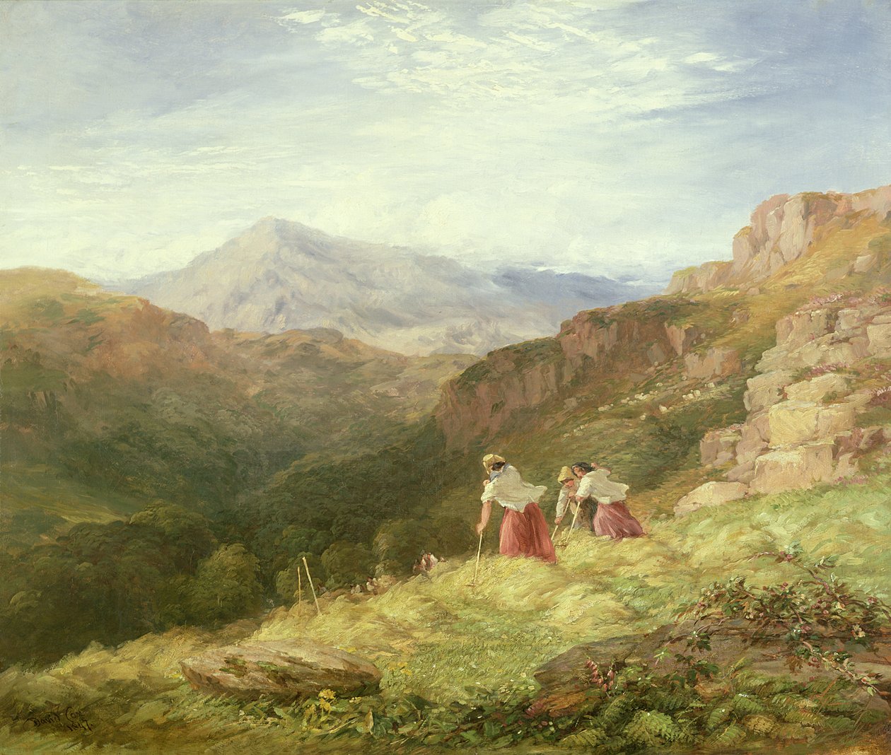 Spalanie siana, Snowdon, 1847 r. autorstwa David Cox