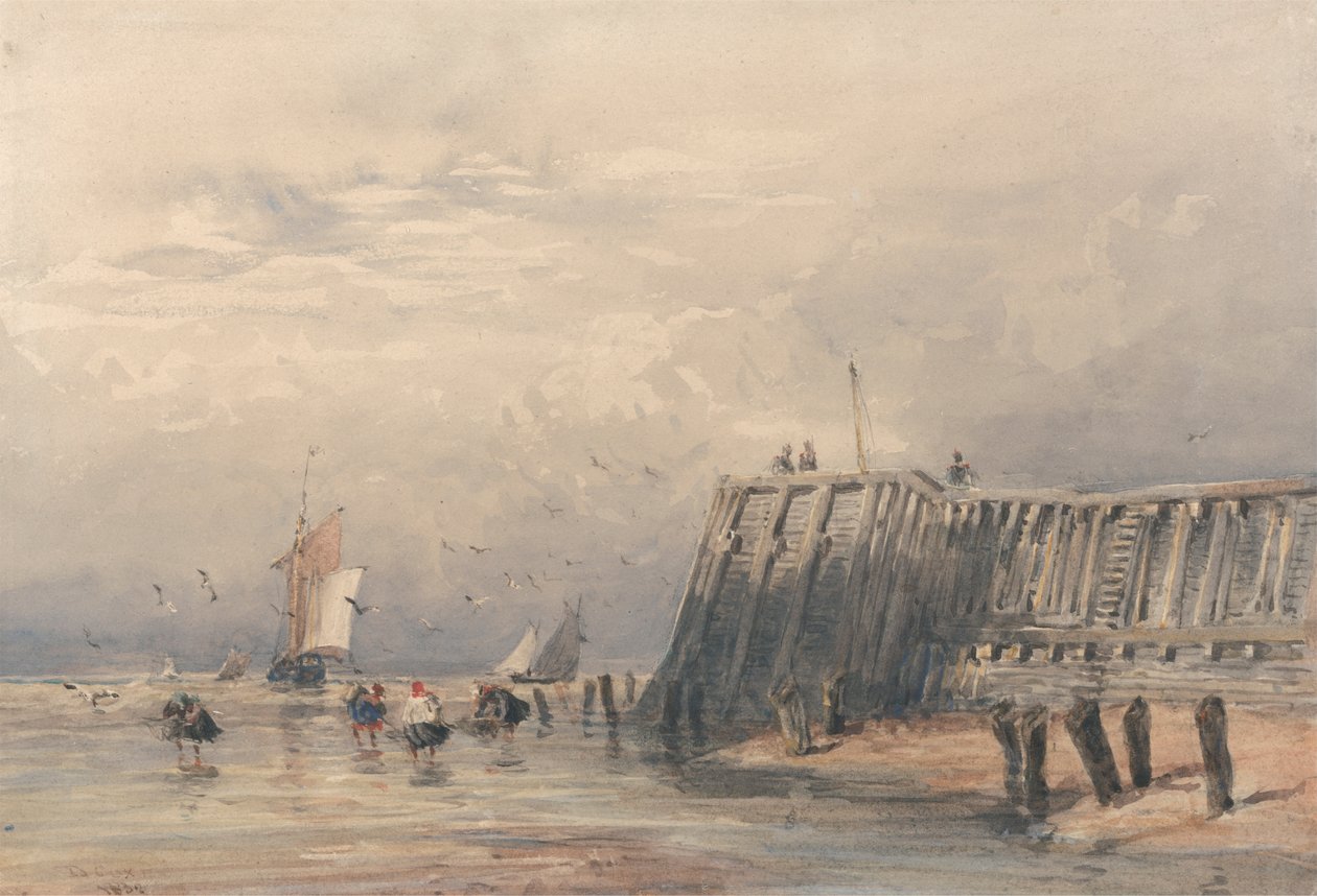 Żeglowanie barkami i krewetkami z molo autorstwa David Cox