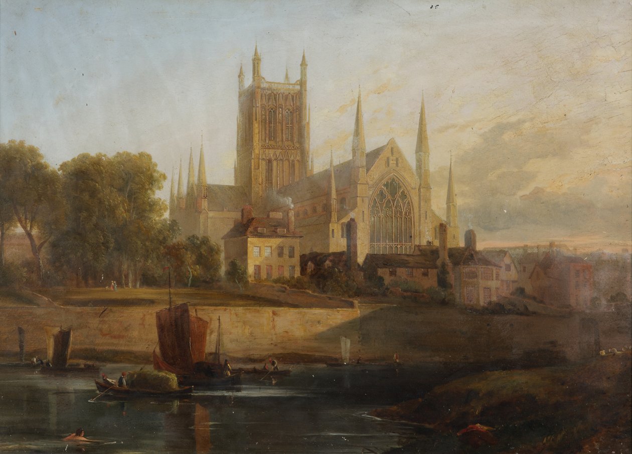 Katedra w Worcester, rzeka Severn autorstwa David Cox