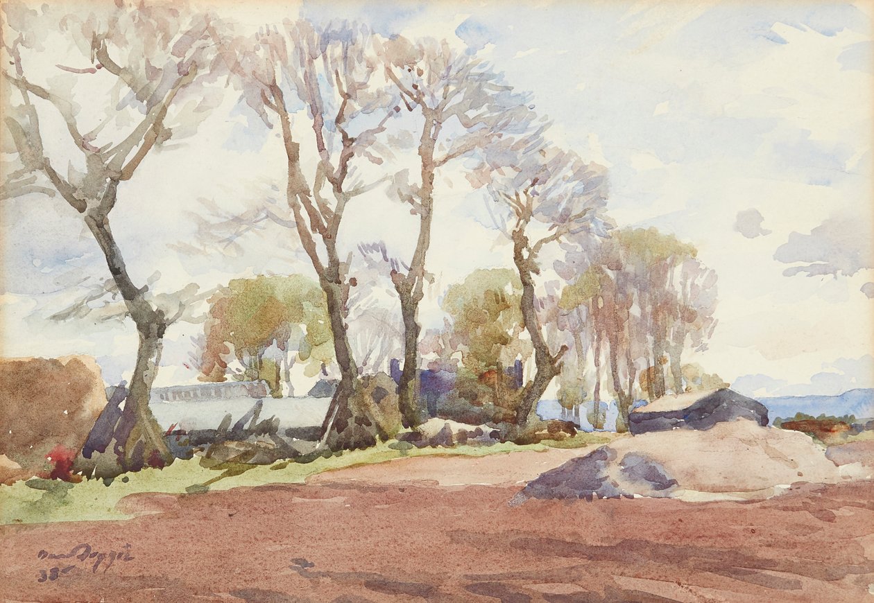 Zimowe Drzewa (akwarela) autorstwa David Foggie