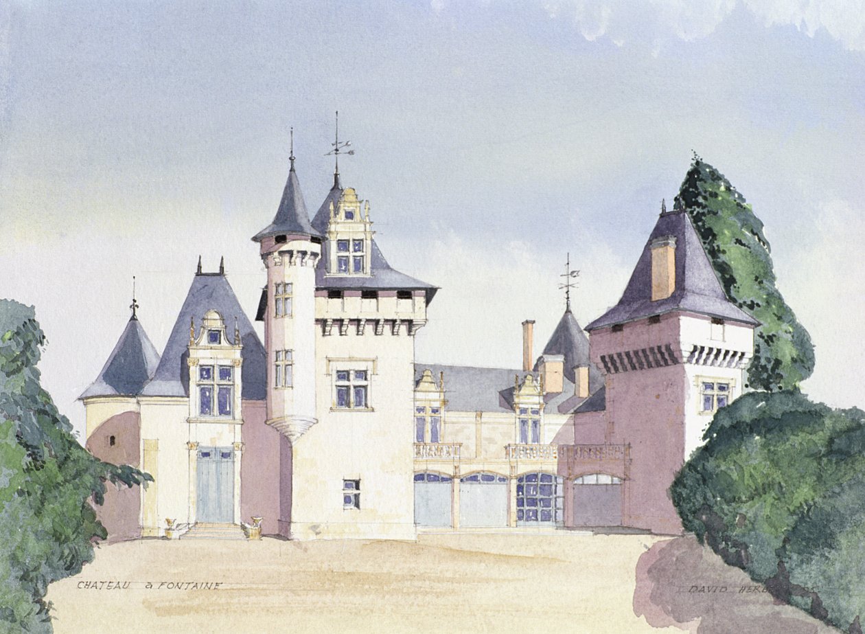 Chateau a Fontaine, 1995 (wc) autorstwa David Herbert