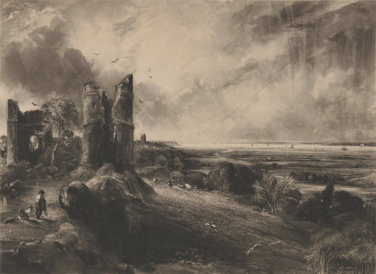 Zamek Hadleigh: Duży talerz, 1830-32. autorstwa David Lucas