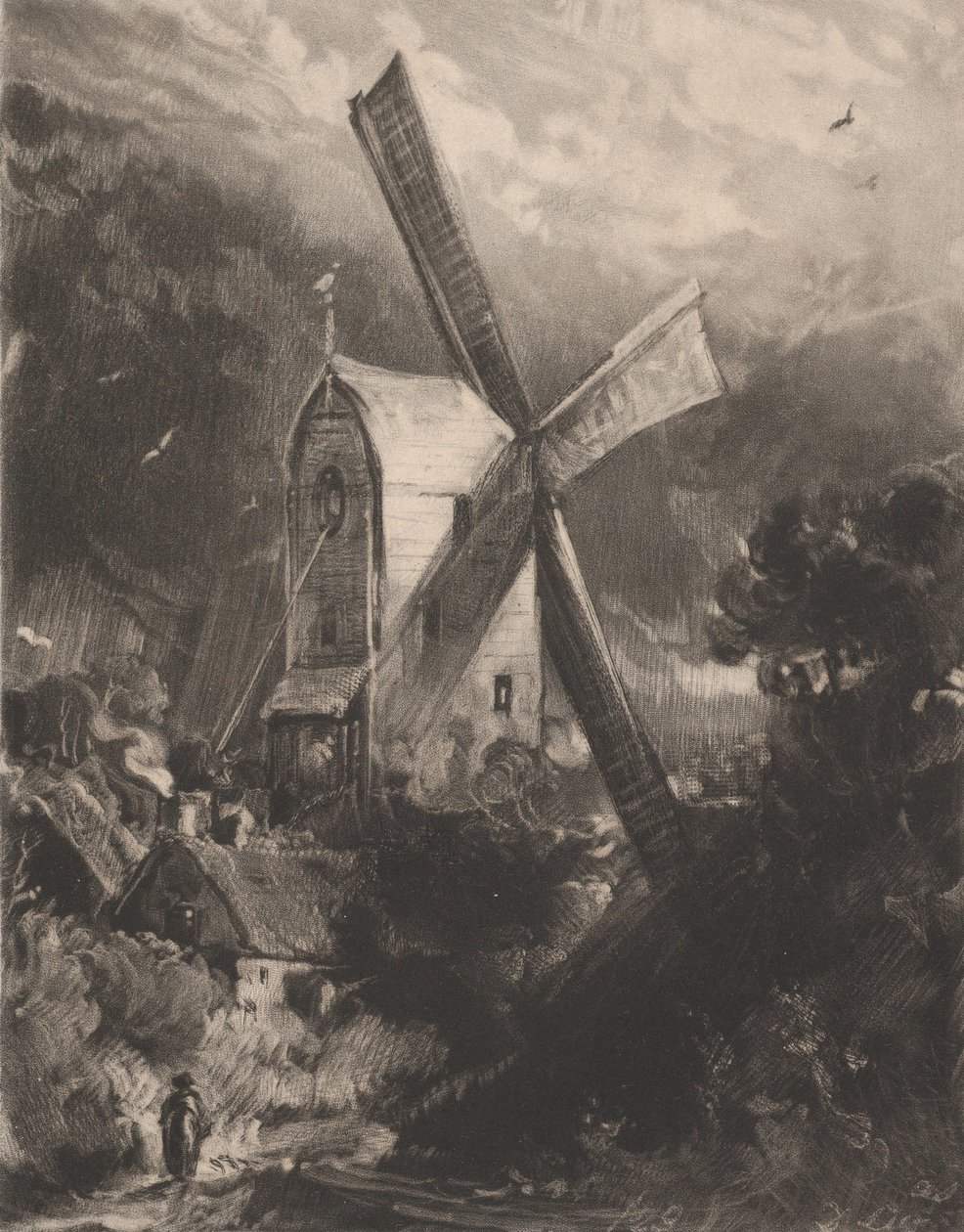 Młyn niedaleko Brighton, 1829. autorstwa David Lucas