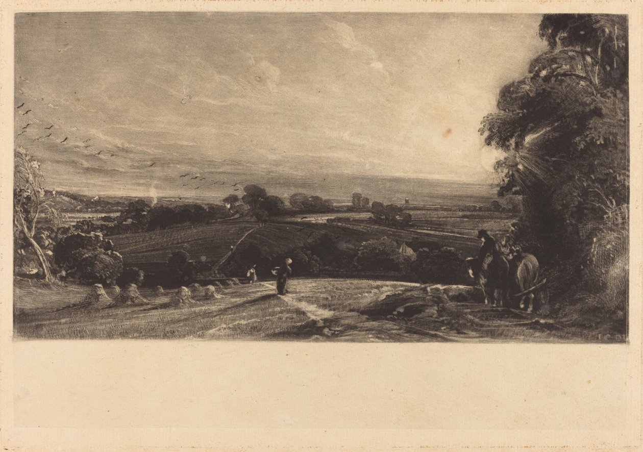 Jesienny zachód słońca autorstwa David Lucas after John Constable